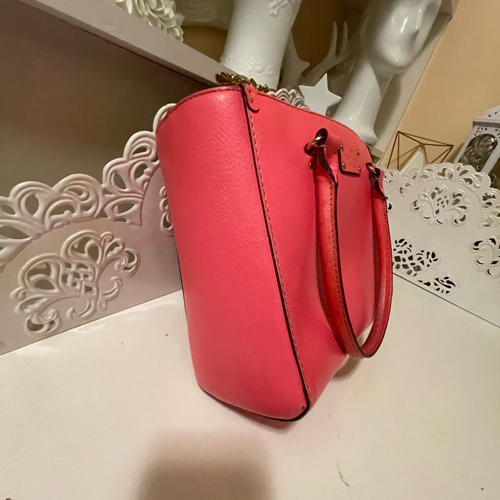 Kate Spade Neon Coral Pink Leather Tote - Picture 7 of 16